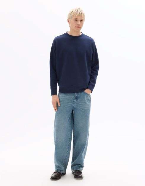 Sweat loose col rond interlock - marine