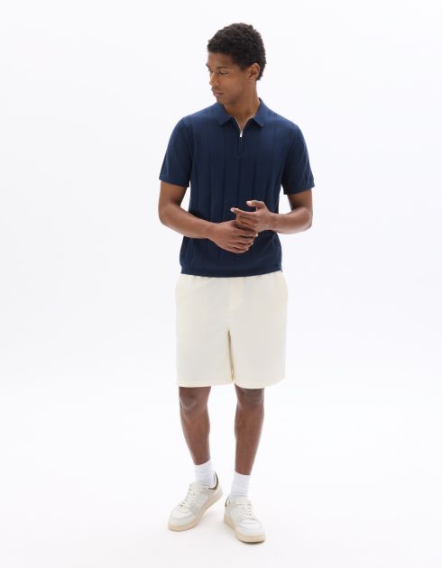 Polo col zippé rayé - marine