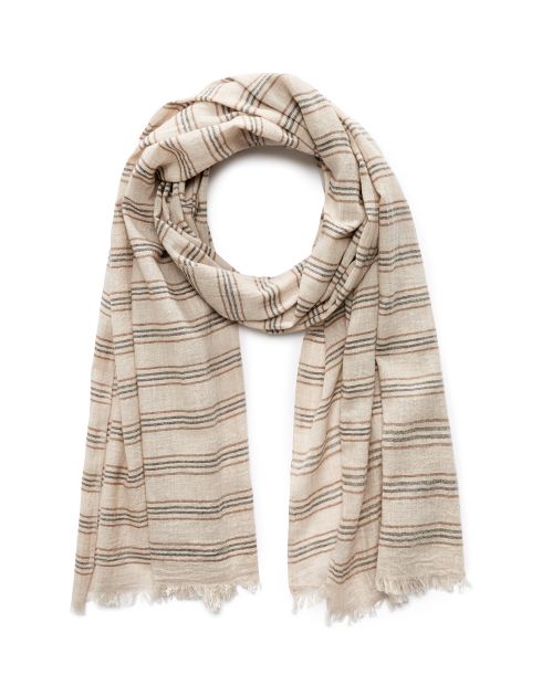 Chèche rayé 100% coton - beige