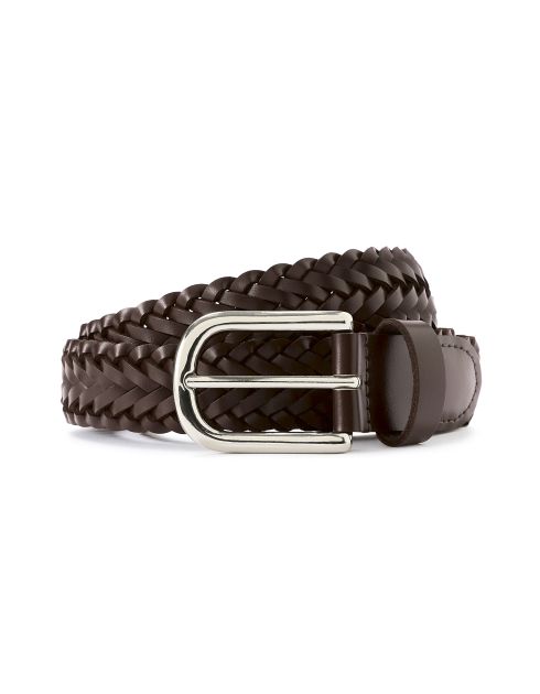 Ceinture tressée en cuir - marron foncé