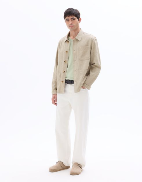 Veste multipoches en lin et coton - écru