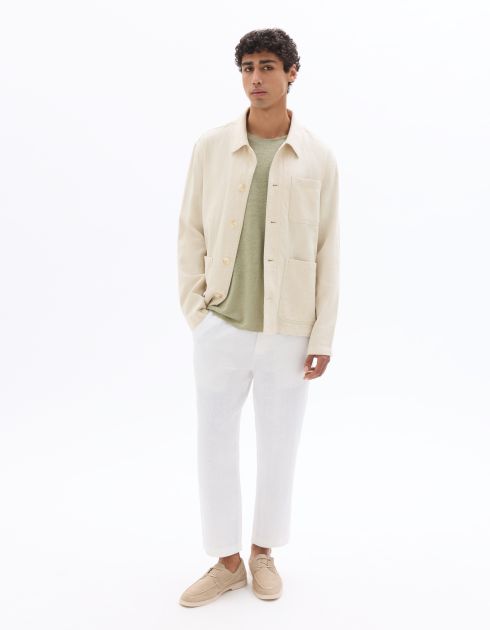 Veste multipoches en lin et coton - écru