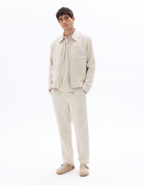 Blouson 100% lin poche plaquée - écru