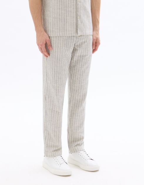 Pantalon straight texturé et rayé - noir