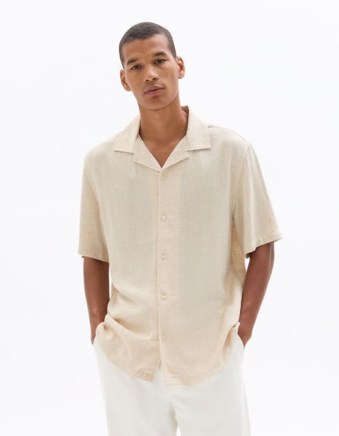 Chemisette relax viscose lin - beige naturel