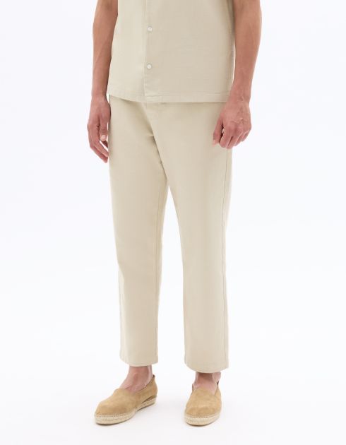 Pantalon relax texturé 100% coton - beige