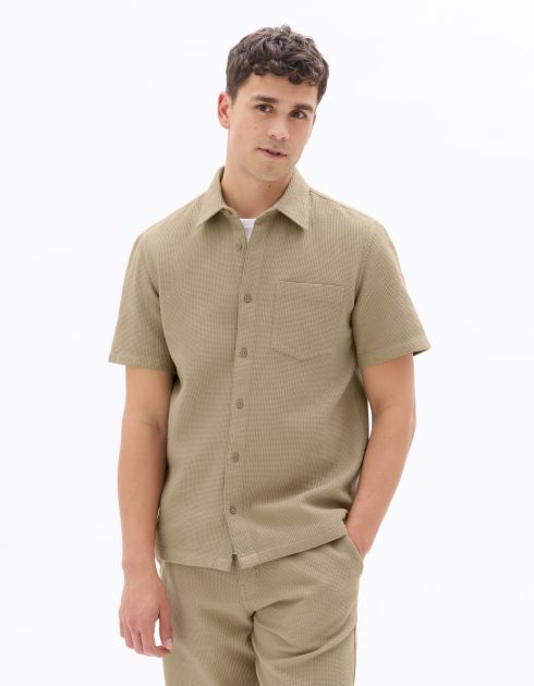 Chemisette regular nid d'abeille 100% coton - beige