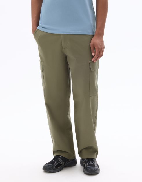 Pantalon cargo baggy coton stretch - kaki