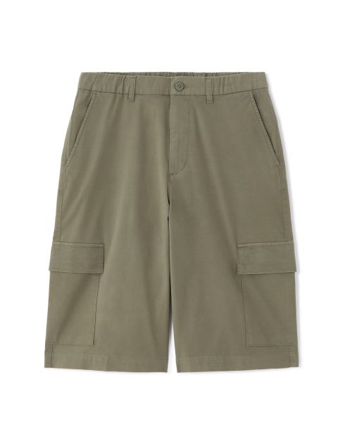 Bermuda cargo baggy coton stretch - kaki