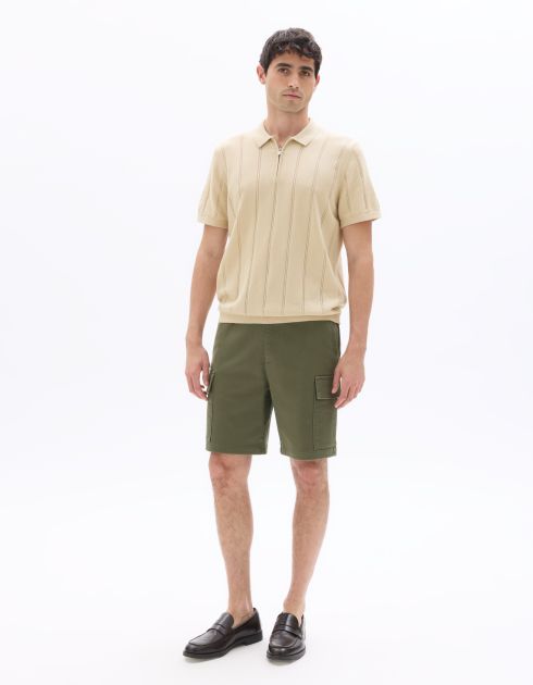 Bermuda cargo en coton stretch - kaki