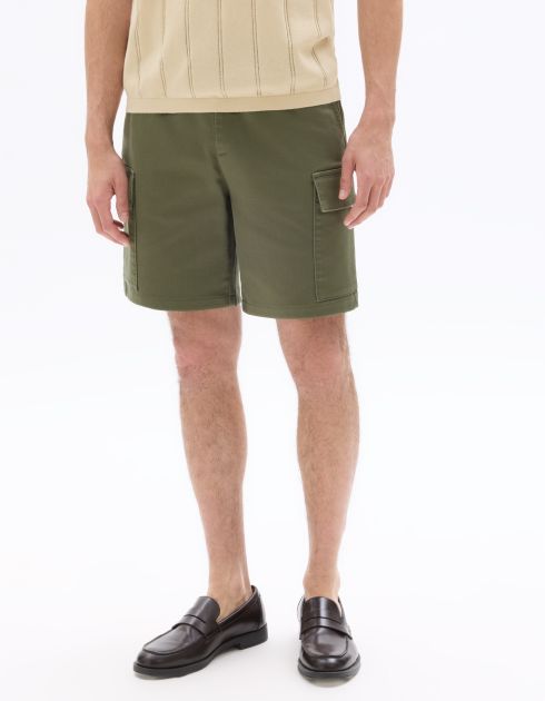 Bermuda cargo en coton stretch - kaki