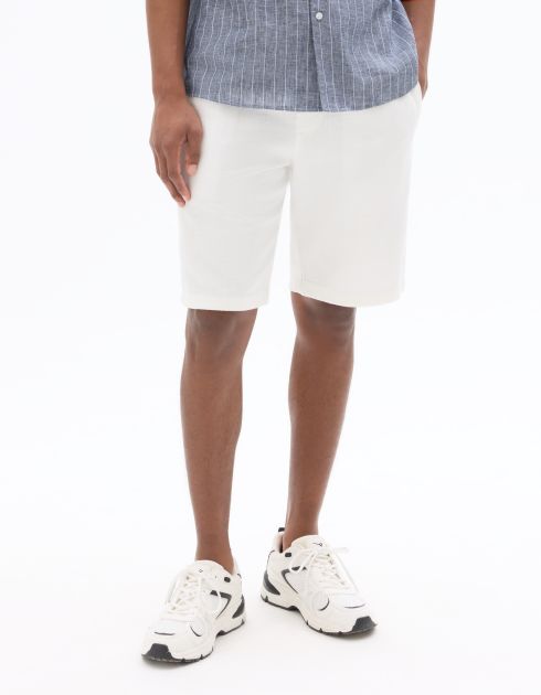 Bermuda texturé 100% coton - blanc