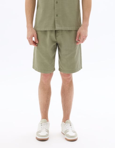 Bermuda texturé 100% coton - kaki