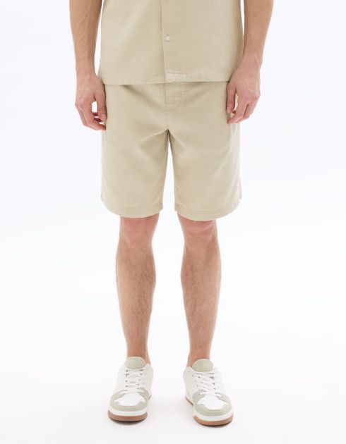 Bermuda texturé 100% coton - beige