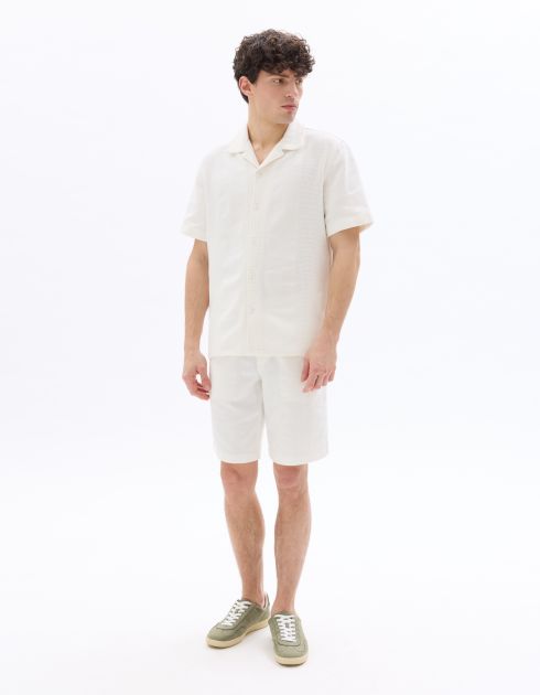 Chemisette regular 100% coton jacquard - blanc