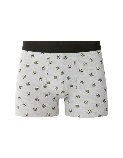 Boxer à motifs ballon de foot en forme d'hamburger - gris chiné