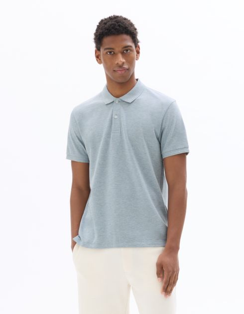 Polo regular coton piqué texturé - gris
