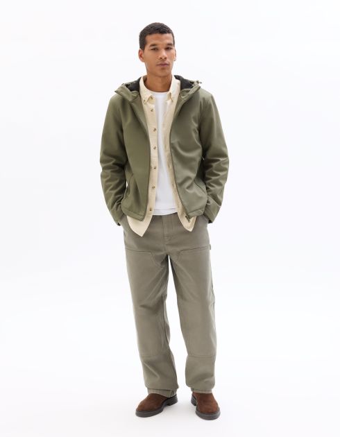 Veste à capuche déperlant et résistante - kaki