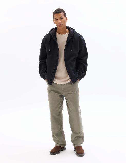 Veste à capuche loose 100% coton - noir