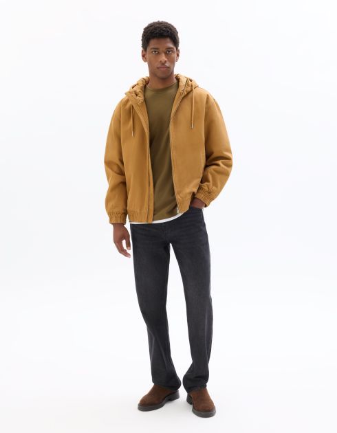 Veste à capuche loose 100% coton - marron