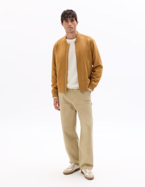 Veste bomber effet daim - marron