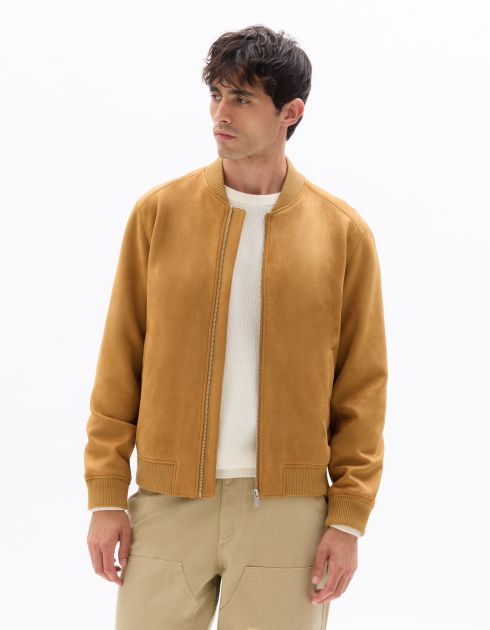 Veste bomber effet daim - marron