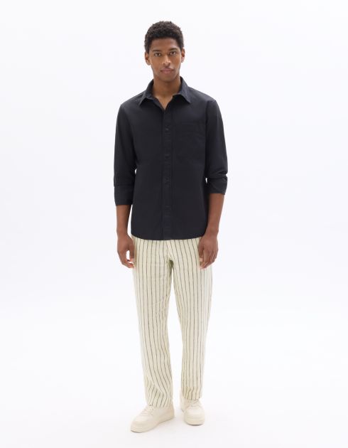Pantalon rayé 100% lin - blanc
