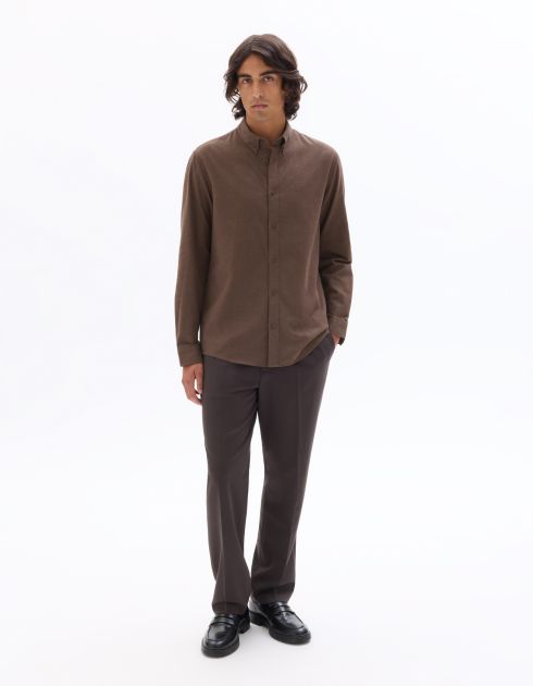 Chemise regular en flanelle 100% coton - marron