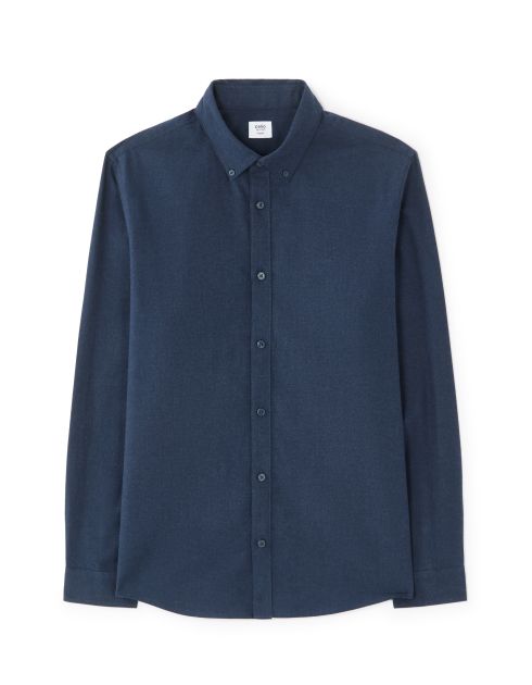 Chemise regular en flanelle 100% coton - bleu marine