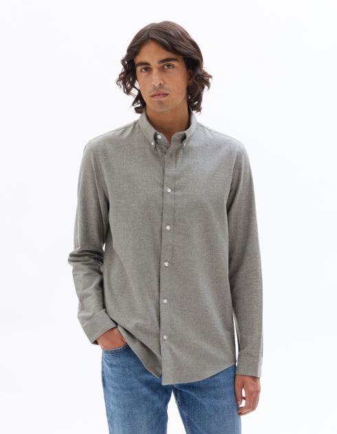 Chemise regular en flanelle 100% coton - gris clair
