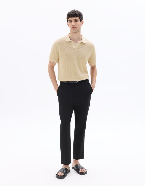 Polo regular 100% coton effet gaufré - beige