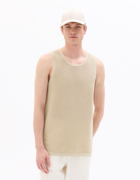 Débardeur col rond slim en maille - beige clair