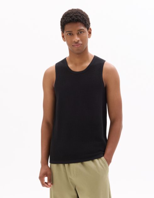 Débardeur col rond slim en maille - noir