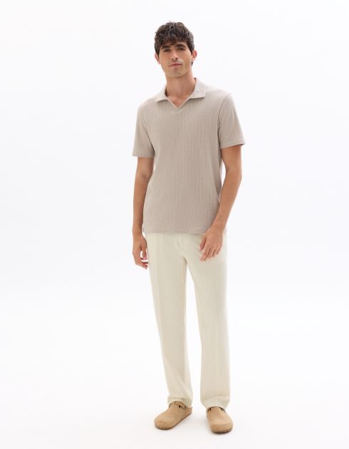 Pantalon 24H loose rayé stretch - blanc