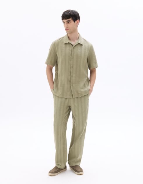 Pantalon relax en jacquard - kaki