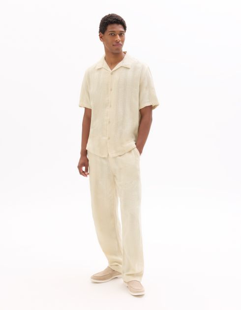 Pantalon relax en jacquard - beige