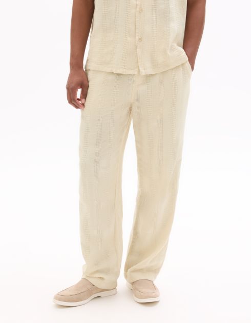 Pantalon relax en jacquard - beige