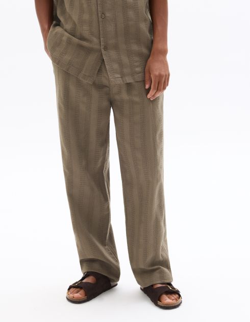 Pantalon relax en jacquard - taupe