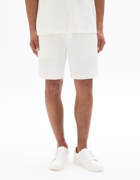 Bermuda regular effet texturé - blanc