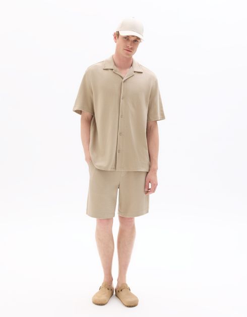 Bermuda regular effet texturé - taupe