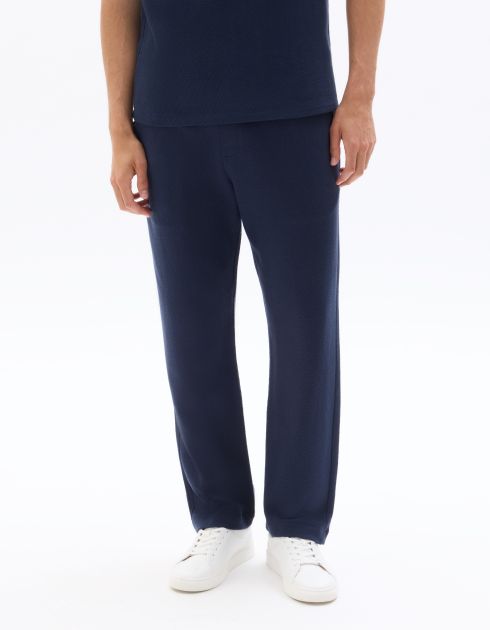 Pantalon de joggine relax effet texturé - marine