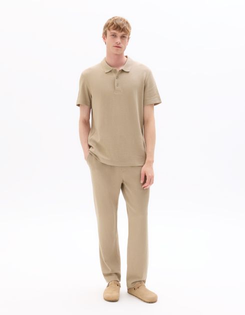 Pantalon de joggine relax effet texturé - taupe