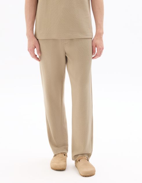 Pantalon de joggine relax effet texturé - taupe