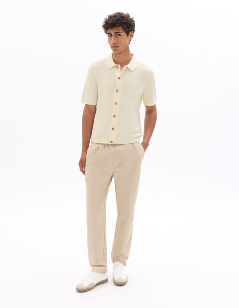 Chemisette regular en maille 100% coton - écru