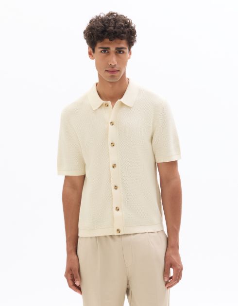 Chemisette regular en maille 100% coton - écru
