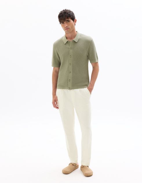 Chemisette regular en maille 100% coton - kaki