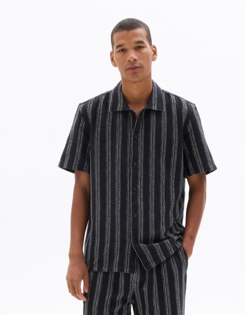 Chemisette regular imprimée rayé 100% coton - noir