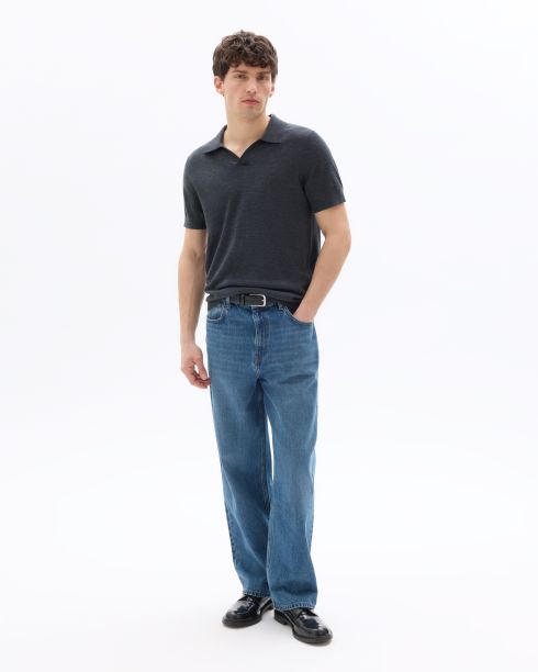 Polo regular 100% laine mérinos - anthracite