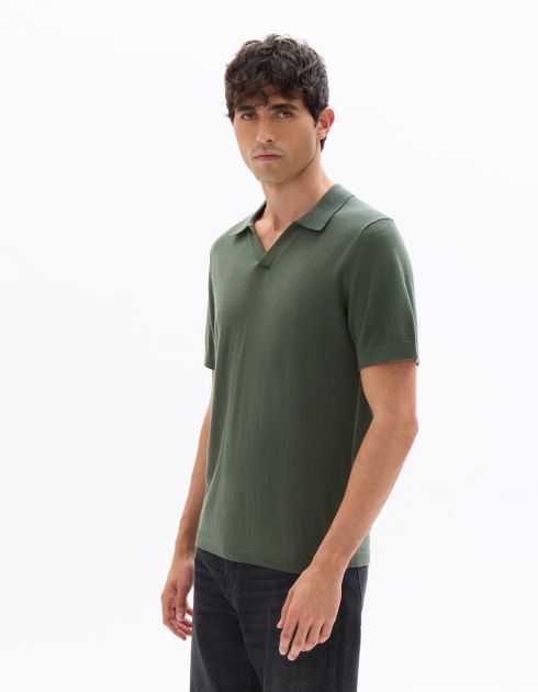 Polo regular 100% laine mérinos - vert concé