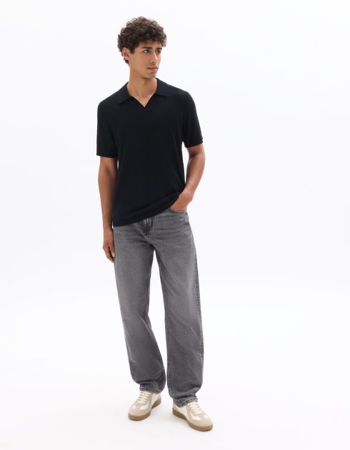 Polo regular 100% laine mérinos - noir